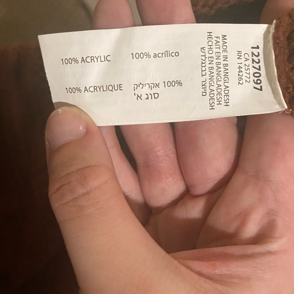 Dex Brown Long Sleeve Crisscross Knit Sweater Size L - Picture 6 of 7